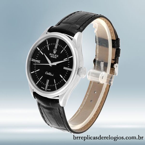Rolex Cellini 39mm masculino m50509-0006 mostrador preto Tom prata - Imagem 3