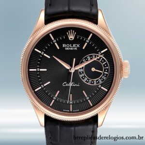 Rolex Cellini 39mm masculino m50515-0011 mostrador preto Rosa Dourado