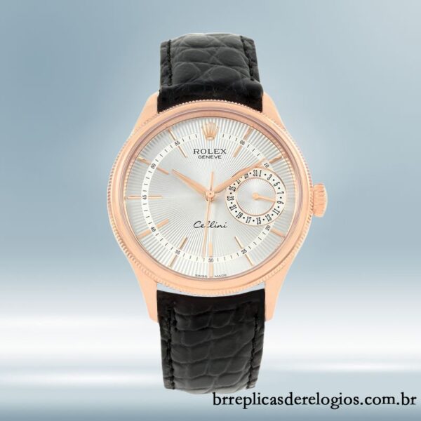 Rolex Cellini m50515-0009 masculino 39mm Correia de couro Mostrador Prateado - Image 2