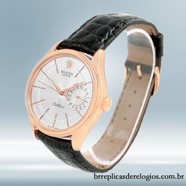 Rolex Cellini m50515-0009 masculino 39mm Correia de couro Mostrador Prateado - Image 3