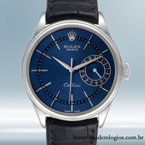 Rolex Cellini m50519-0011 39mm masculino Correia de couro Tom prata
