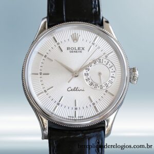 Rolex Cellini masculino m50519-0006 39mm Correia de couro mostrador branco