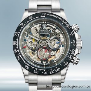 Rolex Daytona 40mm masculino 116500 Tom de prata/Tom de preto Mostrador Esqueleto
