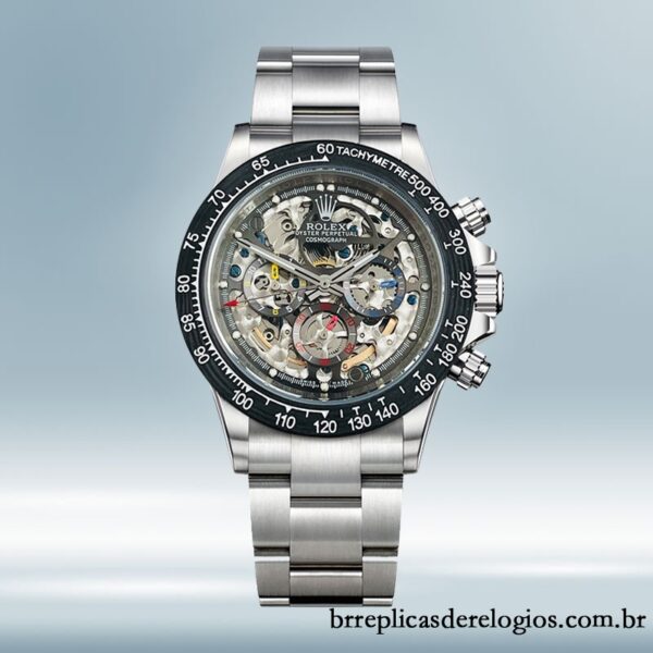 Rolex Daytona 40mm masculino 116500 Tom de prata/Tom de preto Mostrador Esqueleto - Imagem 2