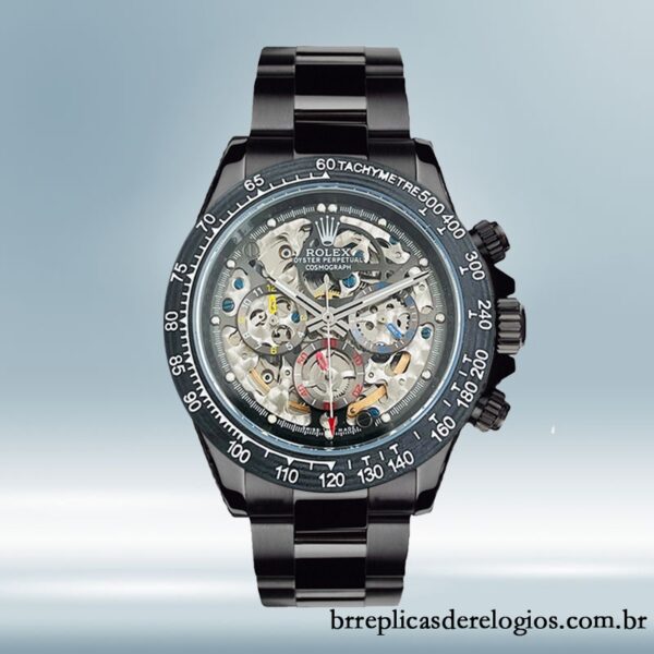 Rolex Daytona 40mm masculino 116500 Tom de prata/Tom de preto Mostrador Esqueleto - Imagem 5