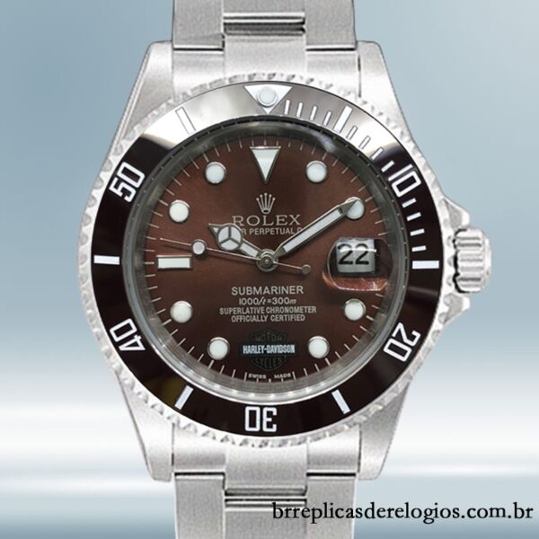 Rolex Submariner masculino 40mm Harley-Davidson Mostrador Marrom Automático