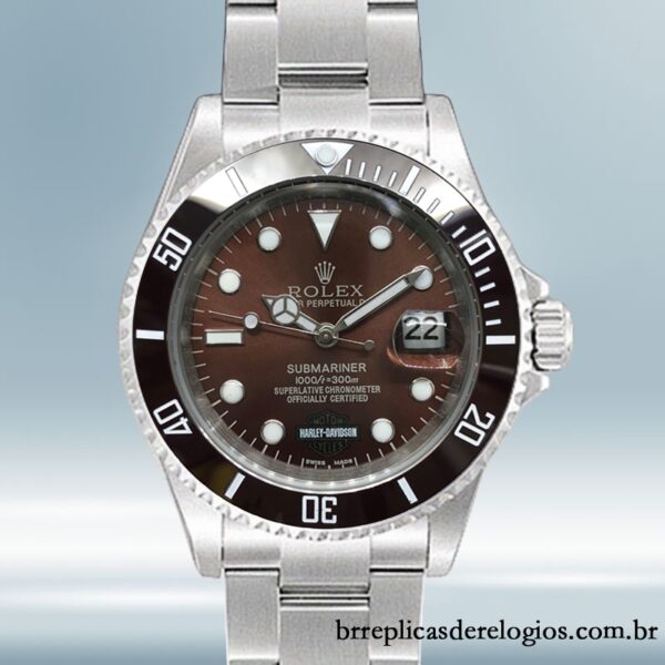 Rolex Submariner masculino 40mm Harley-Davidson Mostrador Marrom Automático - Imagem 2