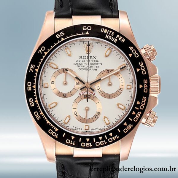 Rolex Daytona 116515 masculino 40mm mostrador branco Correia de couro