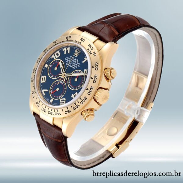 Rolex Daytona 40mm masculino 116518 Correia de couro Tom de ouro - Image 3