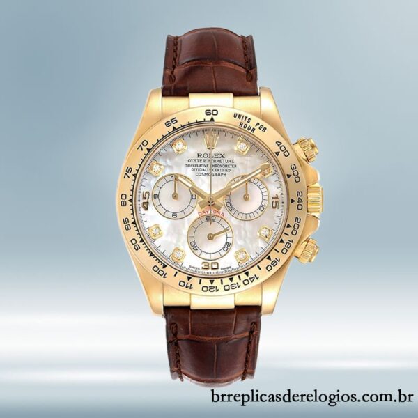 Rolex Daytona 40mm masculino 116518 Correia de couro Tom de ouro - Image 2