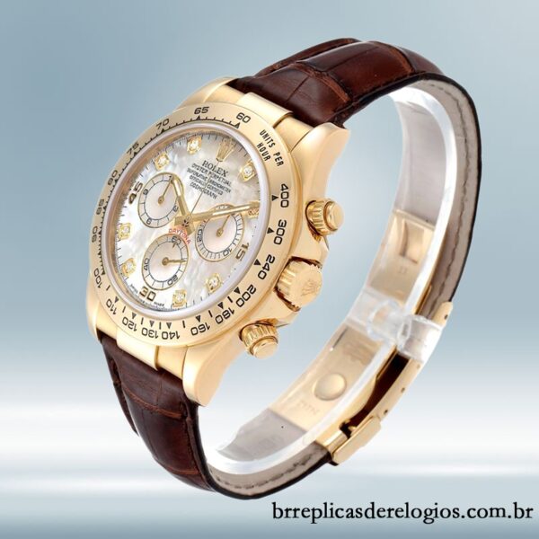 Rolex Daytona 40mm masculino 116518 Correia de couro Tom de ouro - Image 3