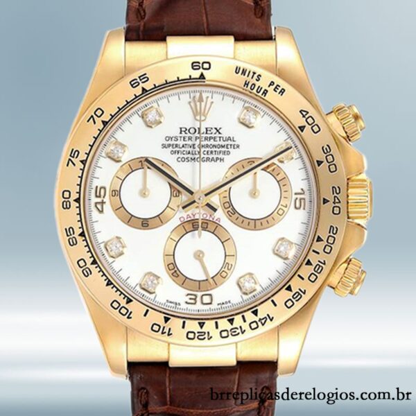 Rolex Daytona 40mm 116518-0001 masculino Correia de couro mostrador branco