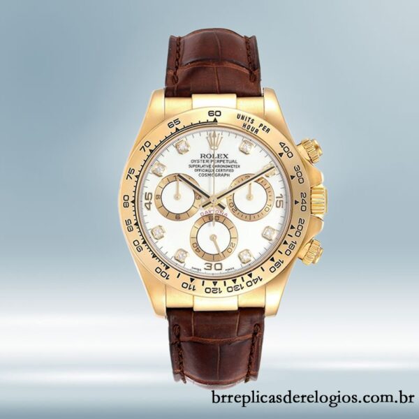 Rolex Daytona 40mm 116518-0001 masculino Correia de couro mostrador branco - Image 2