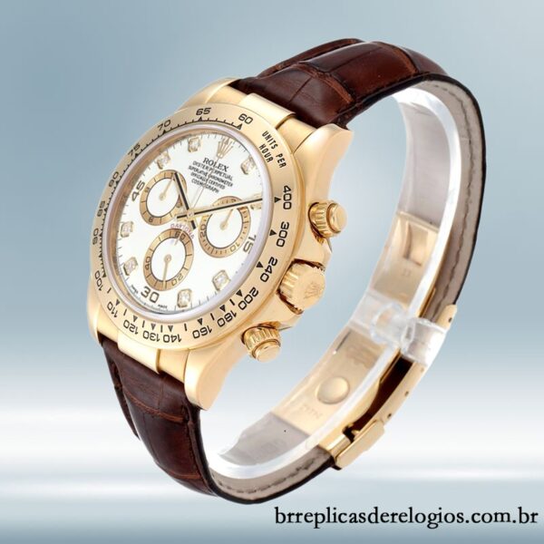 Rolex Daytona 40mm 116518-0001 masculino Correia de couro mostrador branco - Image 3