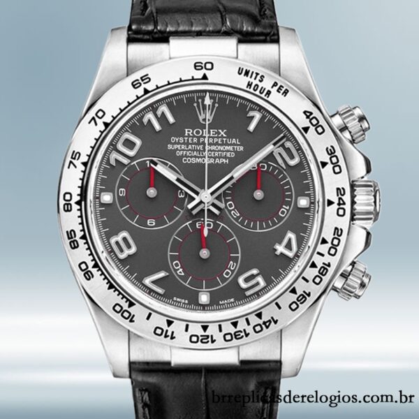 Rolex Daytona masculino 40mm 116519 mostrador preto Correia de couro