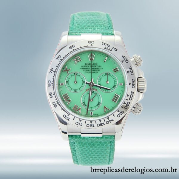 Rolex Daytona masculino 40mm 116519-0107 Correia de couro Tom prata - Imagem 2