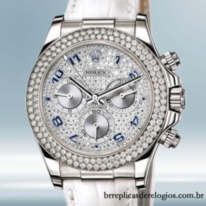 Rolex Daytona masculino 116589 40mm Correia de couro Mostrador Pavimentado em Diamante