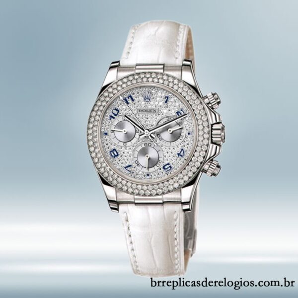 Rolex Daytona masculino 116589 40mm Correia de couro Mostrador Pavimentado em Diamante - Image 2
