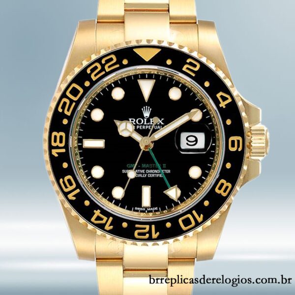 Rolex Gmt-Master 40mm masculino 116718-LN-78208 Tom de ouro mostrador preto
