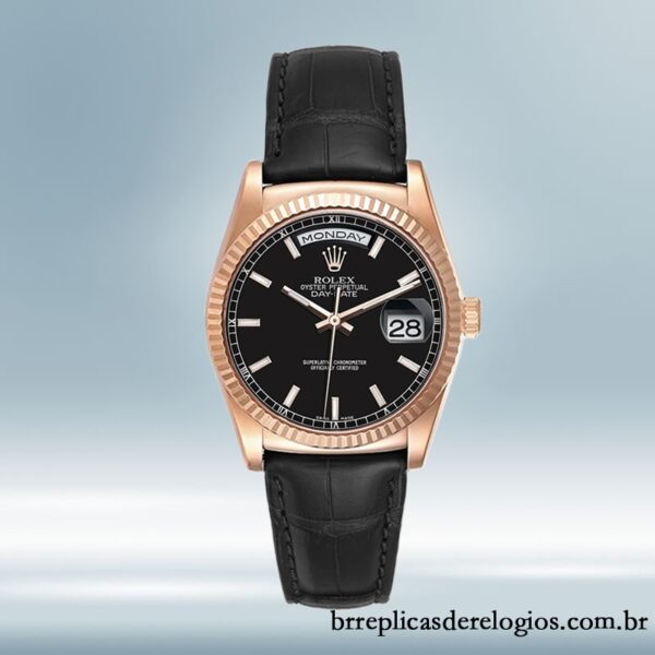 Rolex Day-Date 118135 36mm masculino Correia de couro Rosa Dourado - Image 2