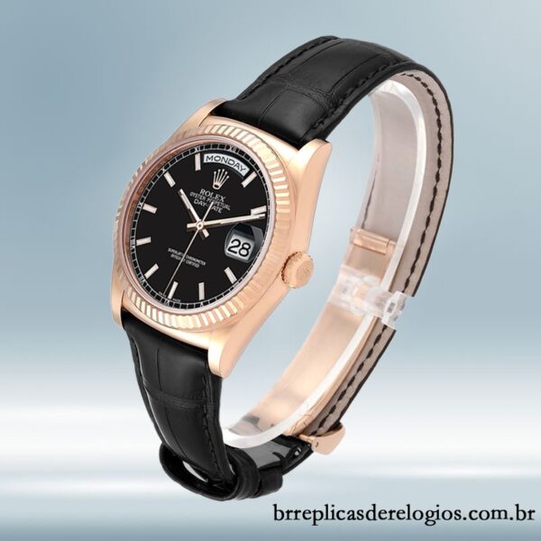 Rolex Day-Date 118135 36mm masculino Correia de couro Rosa Dourado - Image 3