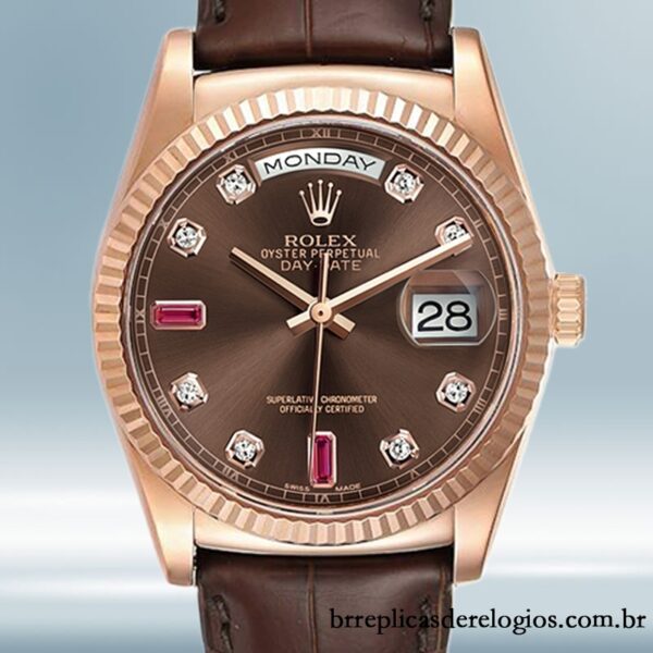 Rolex Day-Date 36mm masculino 118135-0022 Correia de couro