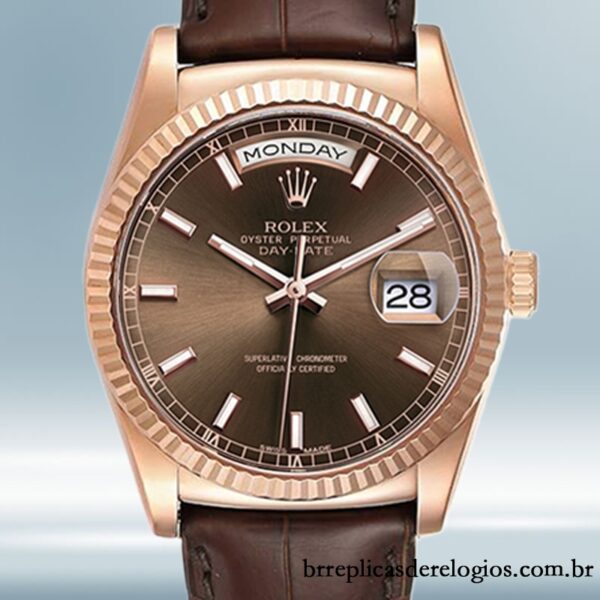 Rolex Day-Date 118135 36mm masculino Mostrador Marrom