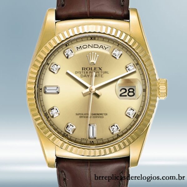 Rolex Day-Date 36mm 118138 masculino Correia de couro Automático