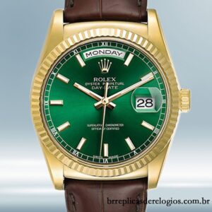Rolex Day-Date masculino m118138-0030 36mm Tom de ouro Correia de couro