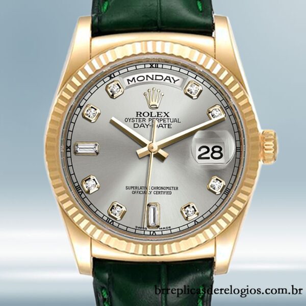 Rolex Day-Date m118138-0135 36mm masculino Correia de couro Tom de ouro