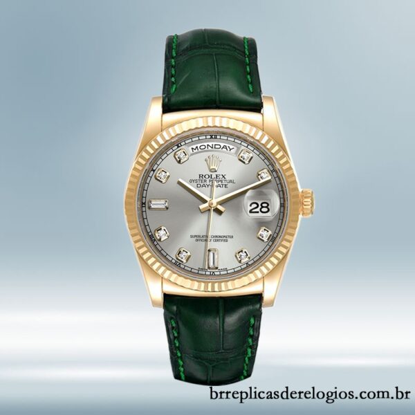 Rolex Day-Date m118138-0135 36mm masculino Correia de couro Tom de ouro - Imagem 2