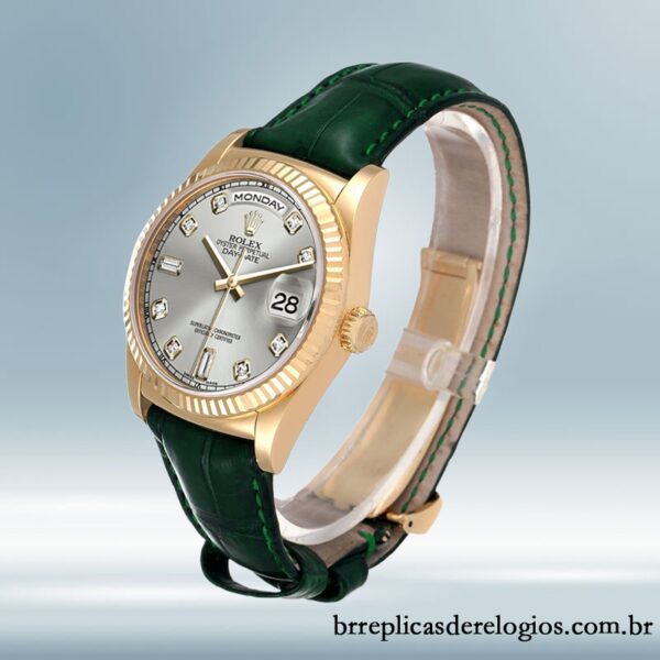 Rolex Day-Date m118138-0135 36mm masculino Correia de couro Tom de ouro - Imagem 3