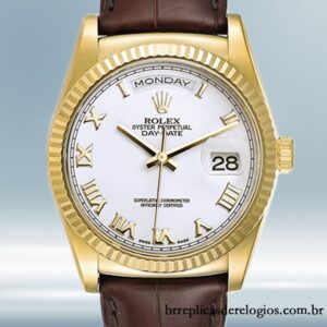 Rolex Day-Date masculino m118138-0117 36mm mostrador branco Tom de ouro