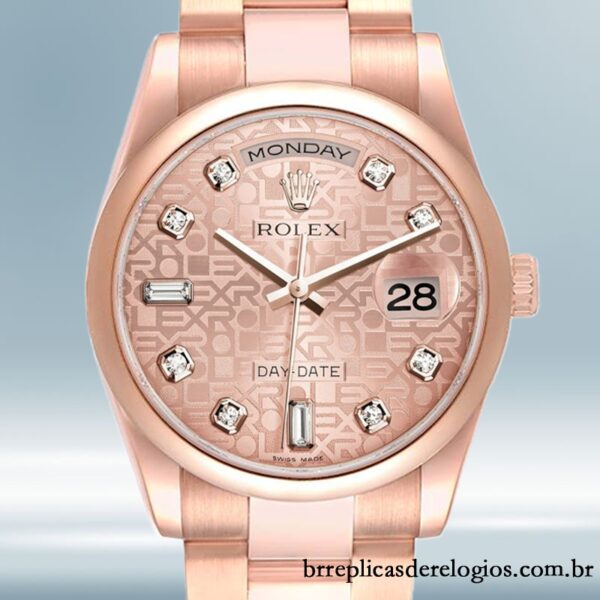 Rolex Day-Date m118205f-0062 masculino 36mm Mostrador Jubileu em Ouro Rosa