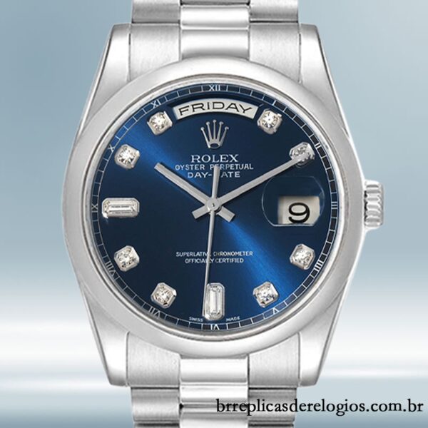 Rolex Day-Date 36mm masculino 118206 Tom prata pulseira do presidente