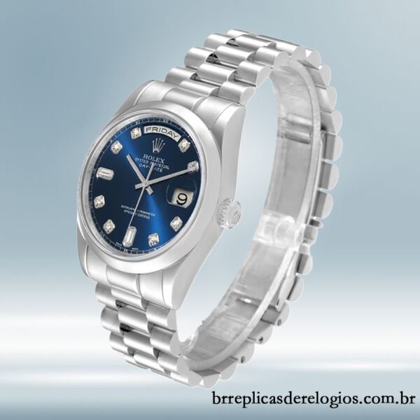 Rolex Day-Date 36mm masculino 118206 Tom prata pulseira do presidente - Imagem 3