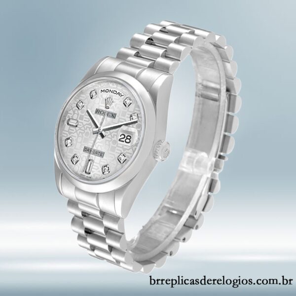 Rolex Day-Date masculino 36mm 118206 Tom prata Mostrador do Jubileu de Prata - Image 3