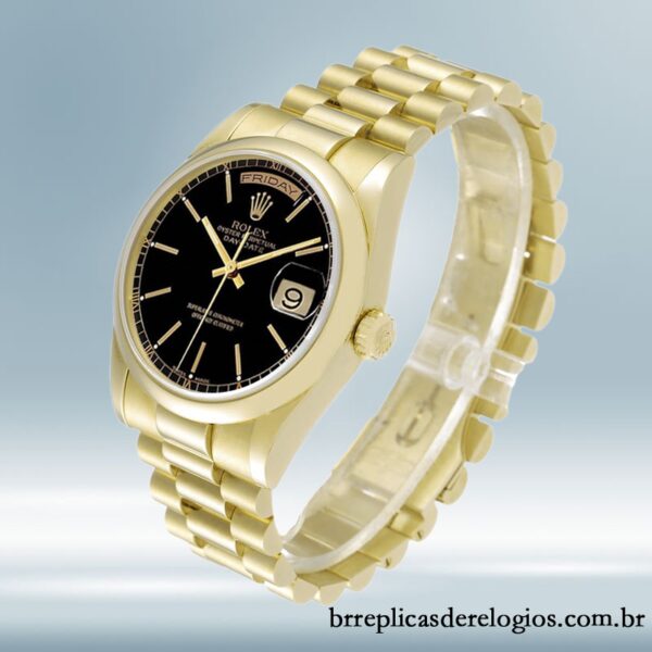 Rolex Day-Date 36mm 118208 masculino Tom de ouro Pulseira Presidente/Pulseira Ostra - Imagem 3