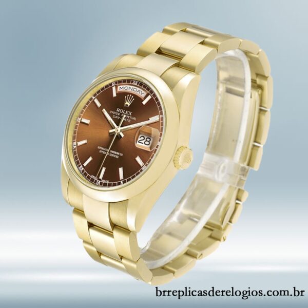 Rolex Day-Date 36mm masculino m118208-0343 Tom de ouro - Image 3