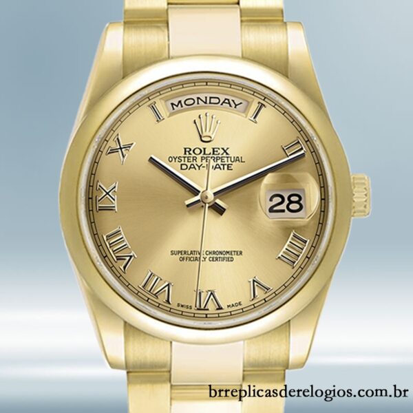 Rolex Day-Date masculino 36mm 118208 Tom de ouro Pulseira Presidente/Pulseira Ostra