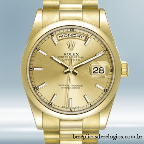 Rolex Day-Date 118208-0062 masculino 36mm mostrador champanhe