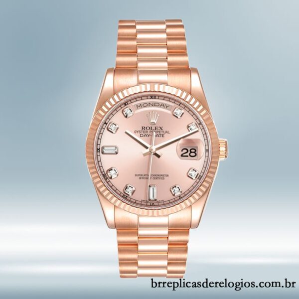 Rolex Day-Date masculino 36mm 118235 Rosa Dourado Automático - Imagem 2