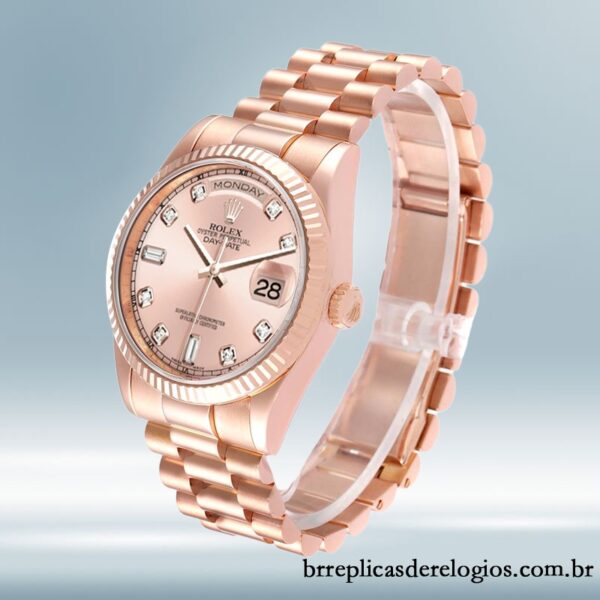 Rolex Day-Date masculino 36mm 118235 Rosa Dourado Automático - Imagem 3