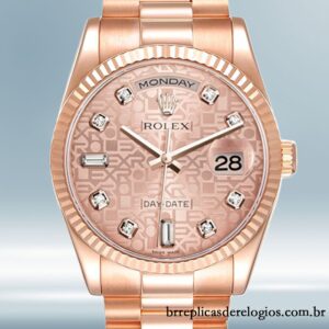 Rolex Day-Date 118235-0006 36mm masculino Mostrador Jubileu em Ouro Rosa pulseira do presidente