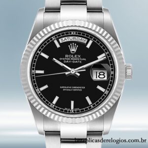 Rolex Day-Date 36mm 118239 masculino Pulseira Presidente/Pulseira Ostra mostrador preto