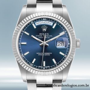 Rolex Day-Date 36mm 118239 masculino mostrador azul Tom prata