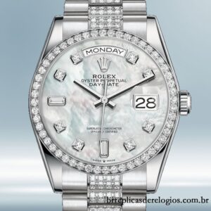 Rolex Day-Date 118346 36mm masculino Mostrador Madrepérola Tom prata