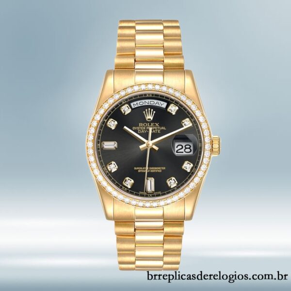Rolex Day-Date m118348-0096 36mm masculino mostrador preto Pulseira Oyster/Pulseira Presidente - Image 2