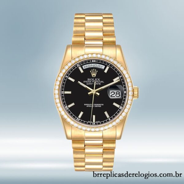 Rolex Day-Date masculino m118348-0208 36mm mostrador preto Pulseira Oyster/Pulseira Presidente - Image 2