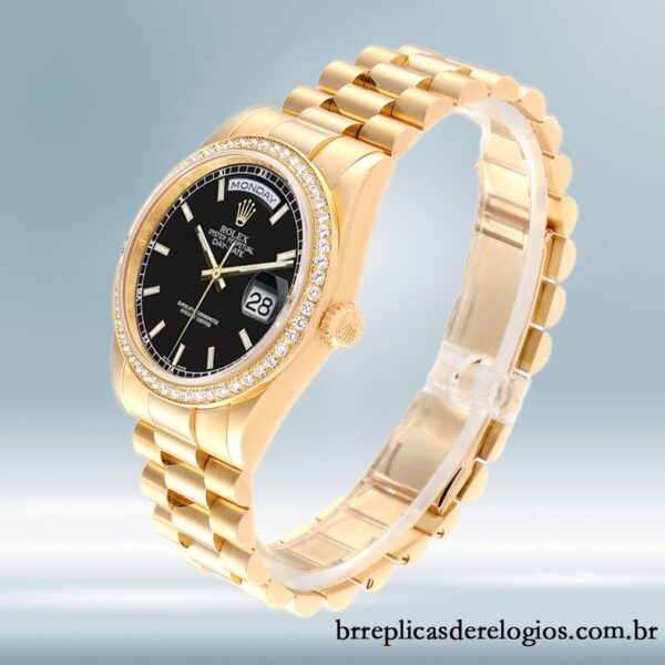 Rolex Day-Date masculino m118348-0208 36mm mostrador preto Pulseira Oyster/Pulseira Presidente - Image 3